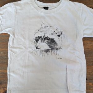 Etica White Raccoon Sketch Kids Tee